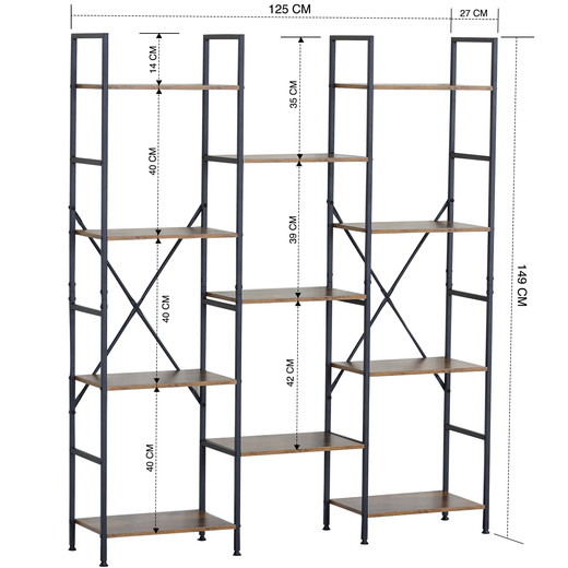 Estante Multinivel Industrial Café 50x125x27 cm