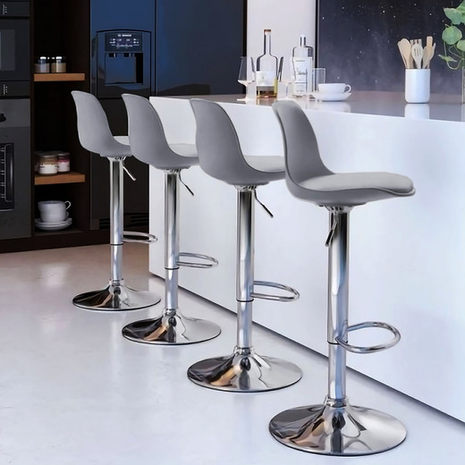 Pack 2 Sillas Altas Bar Taburete Orlando-T Gris