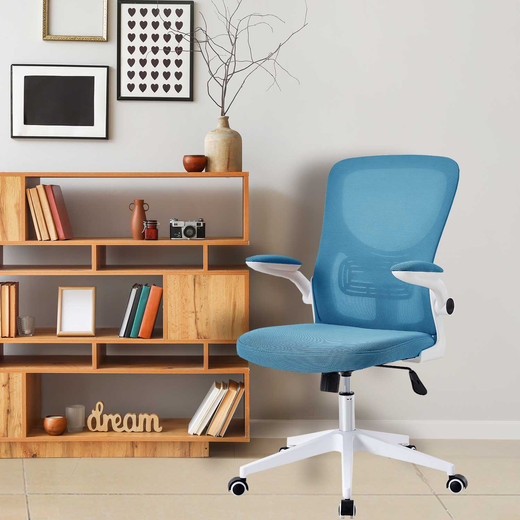 Silla de Oficina con Reposa Brazos Azul
