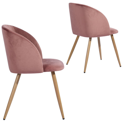 Pack 2 Sillas Comedor Lounge Terciopelo Rosa