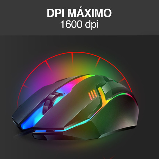 Pack Teclado Metal RGB + Mouse 1600dpi Gamer Negro