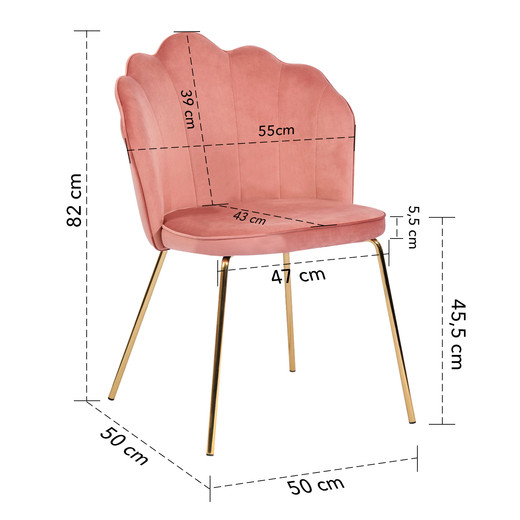Pack 2 Sillas de Comedor de Terciopelo Rosa