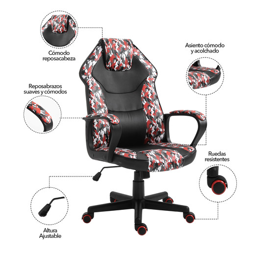 Silla Gamer Legend Pro Altura Ajustable Rojo