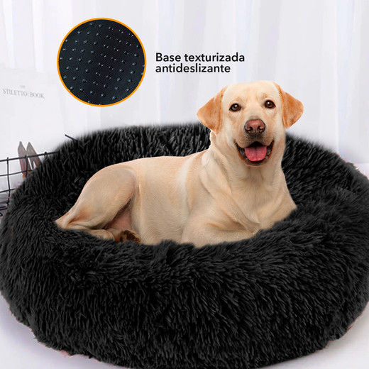 Cama Mascotas Antiestres Circular Felpa XL Gris