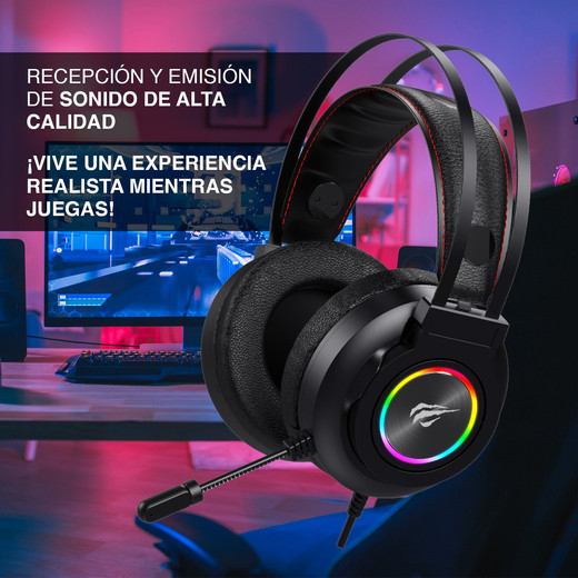 Audífonos Gamer RGB H654 con Micrófono Negro