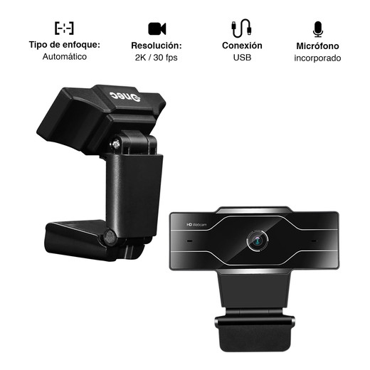 Cámara Web de 2560P 2K con Trípode Beacon Negro