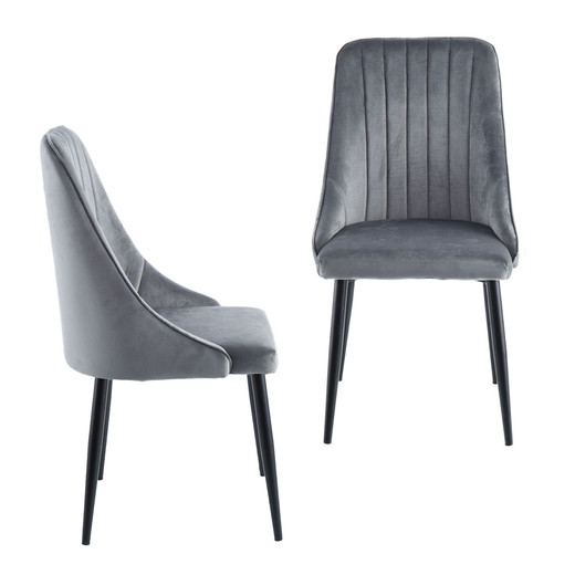 Pack 2 Sillas Comedor Terciopelo Giorgio Gris