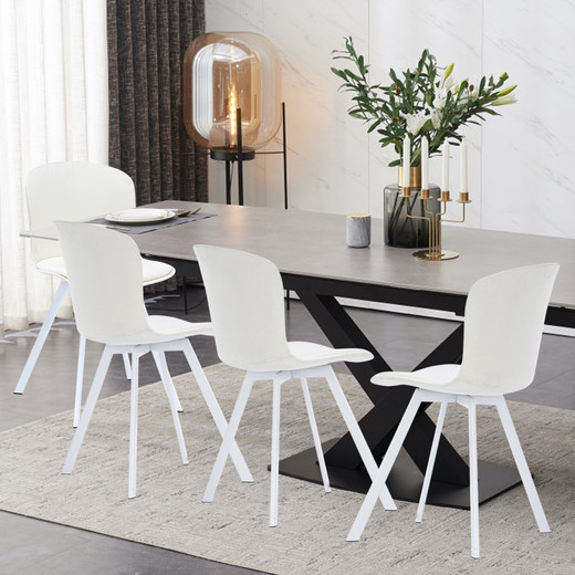 Pack 2 Sillas de Comedor PP y Tela Blanco