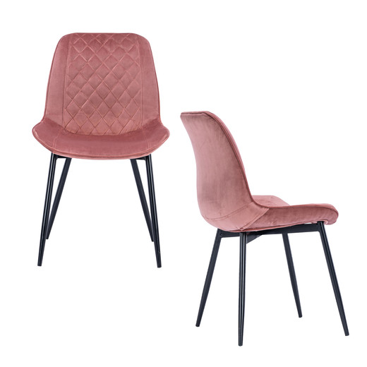 Pack 2 Sillas de Comedor de Terciopelo Rosado