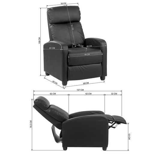 Berger Reclinable de PU Negro
