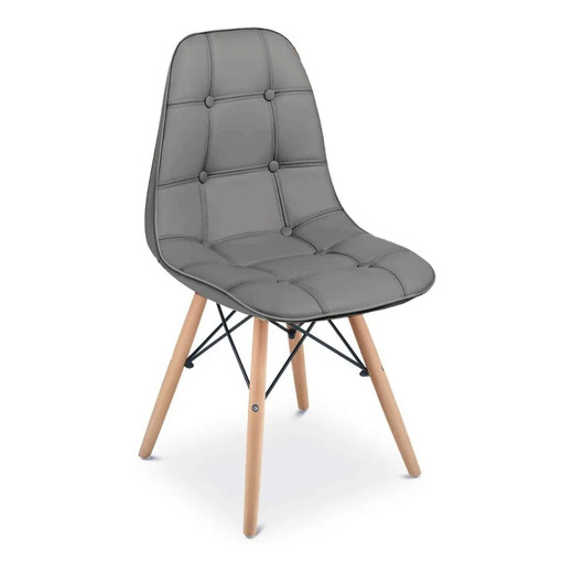 Pack 4 Sillas Eames Acolchada PU Gris