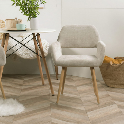 Silla Comedor Sitial Cromwell Tela Beige