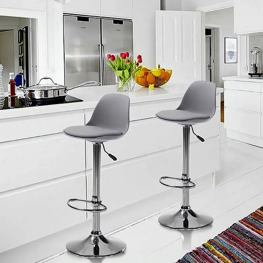 Pack 2 Sillas Altas Bar Taburete Orlando-T Gris