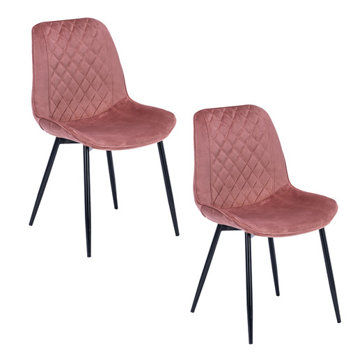 Pack 2 Sillas de Comedor de Terciopelo Rosado