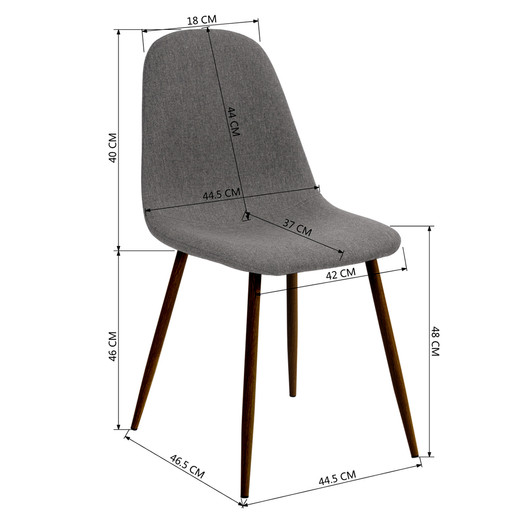 Pack 4 Sillas Comedor Sitial Charlton Tela Gris