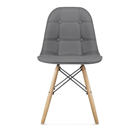 Pack 4 Sillas Eames Acolchada PU Gris