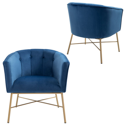 Poltrona Sitial Terciopelo Navona Azul