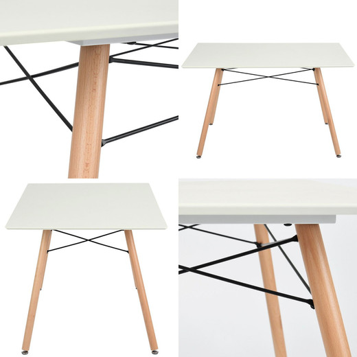 Comedor 4P Nórdico Eames 110X80 + Sillas Tolix Blancas