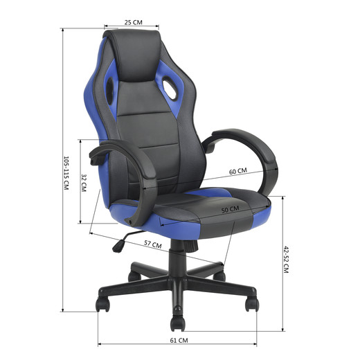 Silla Gamer PU Ergonómica - azul