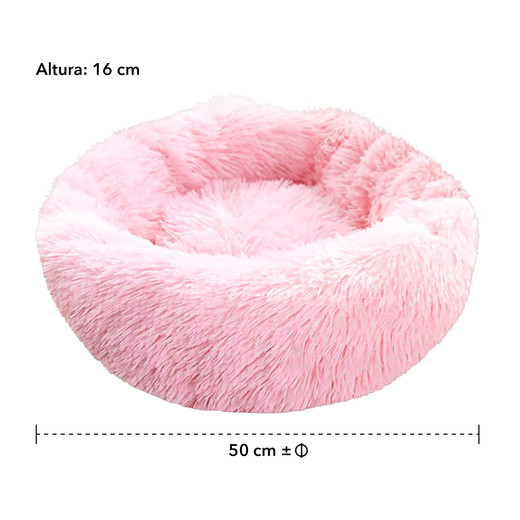 Cama Mascotas Antiestres Circular Felpa S Rosado