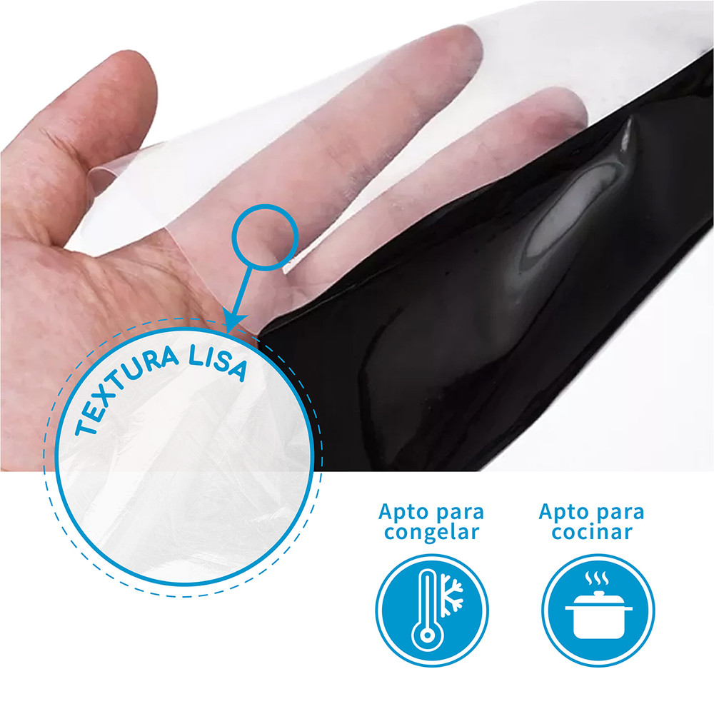 Pack 100 bolsas vacío lisas negras 20x30 - 70 micras
