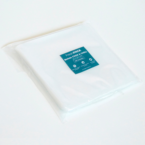 Pack 100 bolsas vacío lisas cook and chill 30x30 - 70 micras