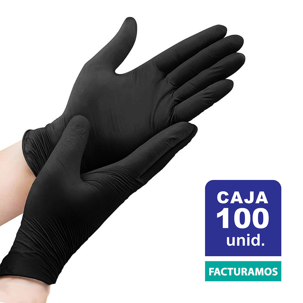 Caja 100 Guantes De Nitrilo Negros (diferentes tallas)