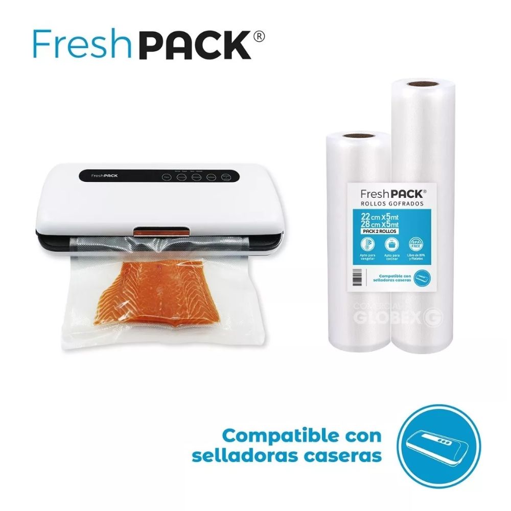 Pack 2 Rollos Bolsa Vacio 1 De 22cm X 5mt + 1 De 28cm X 5mt