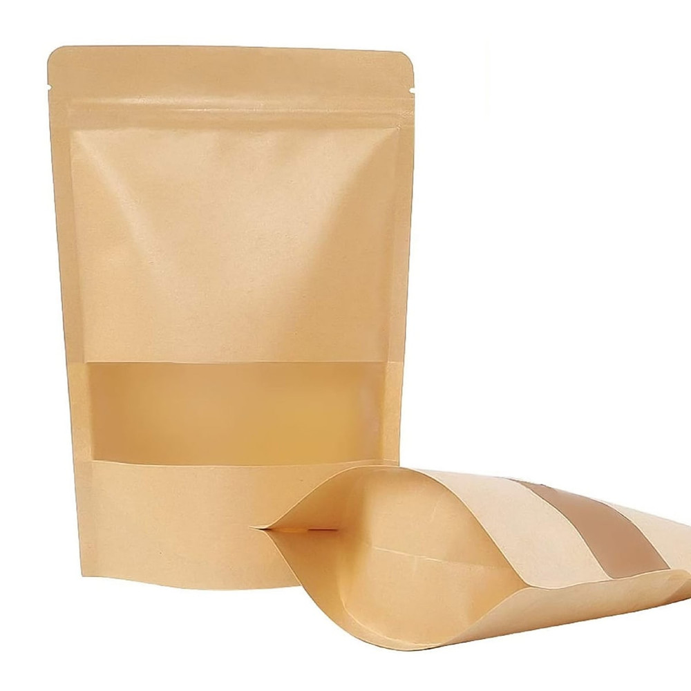 Bolsas DoyPack Kraft con Ventana 12x20x4 cms. (100 unidades)