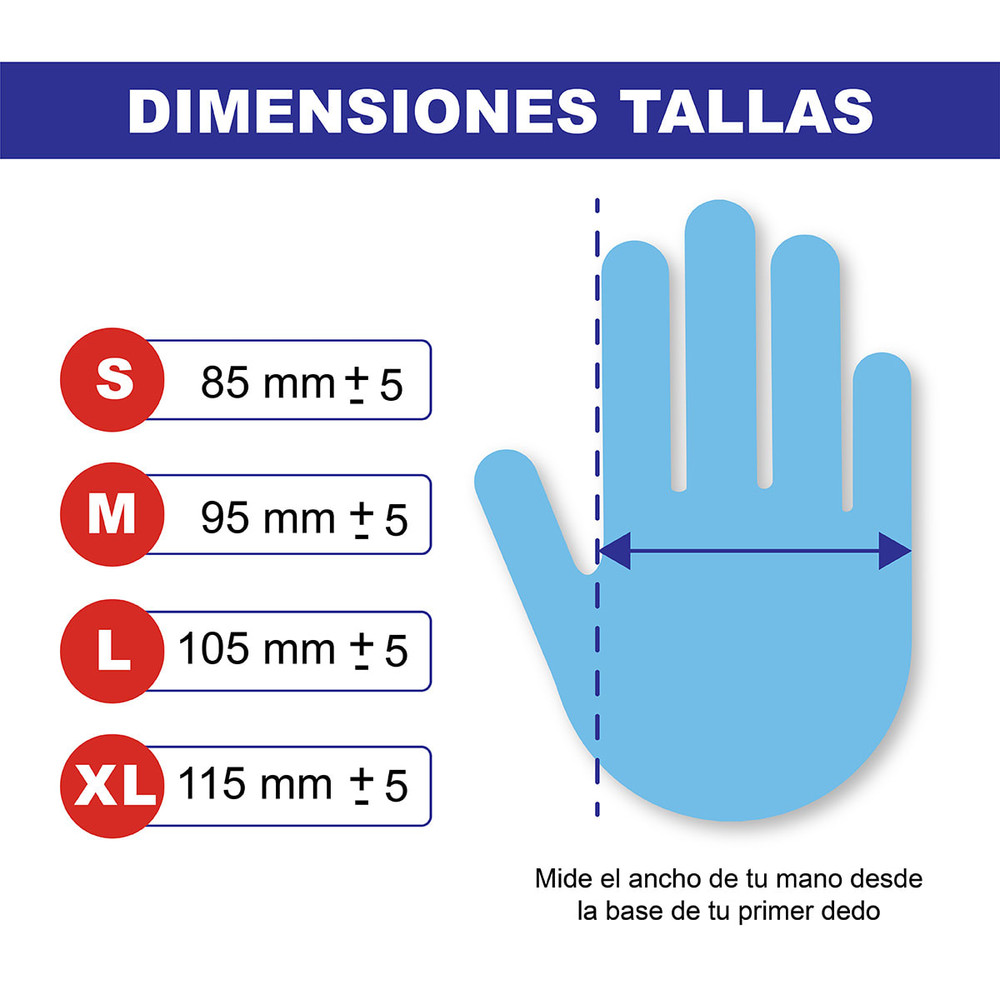 Caja 100 Guantes De Nitrilo Azules (diferentes tallas)