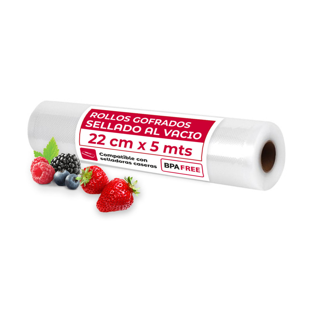 Rollo Gofrado genérico 22cms X 5mts para envasado al vacío