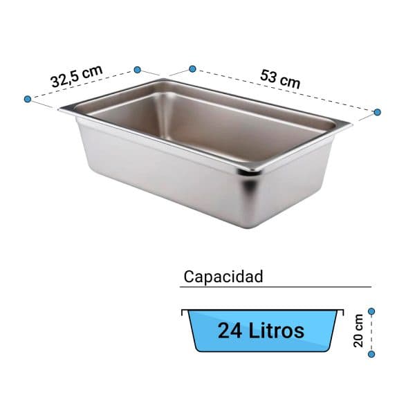 Contenedor de agua para Sous Vide 24 lt.s (metálico)