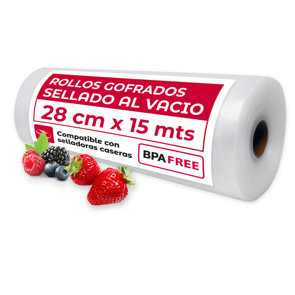 Rollo Gofrado Genérico 28cms X 15 mts para envasado al vacío