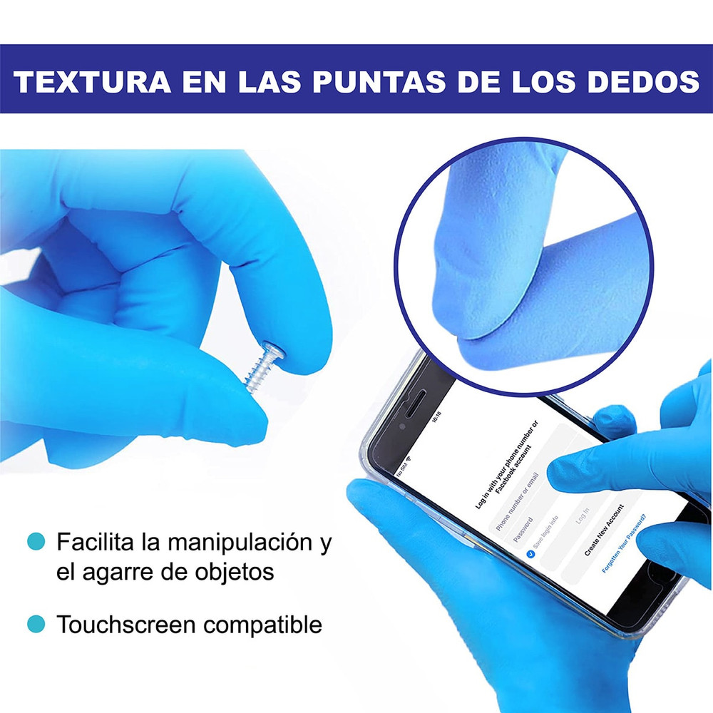 Caja 100 Guantes De Nitrilo Azules (diferentes tallas)