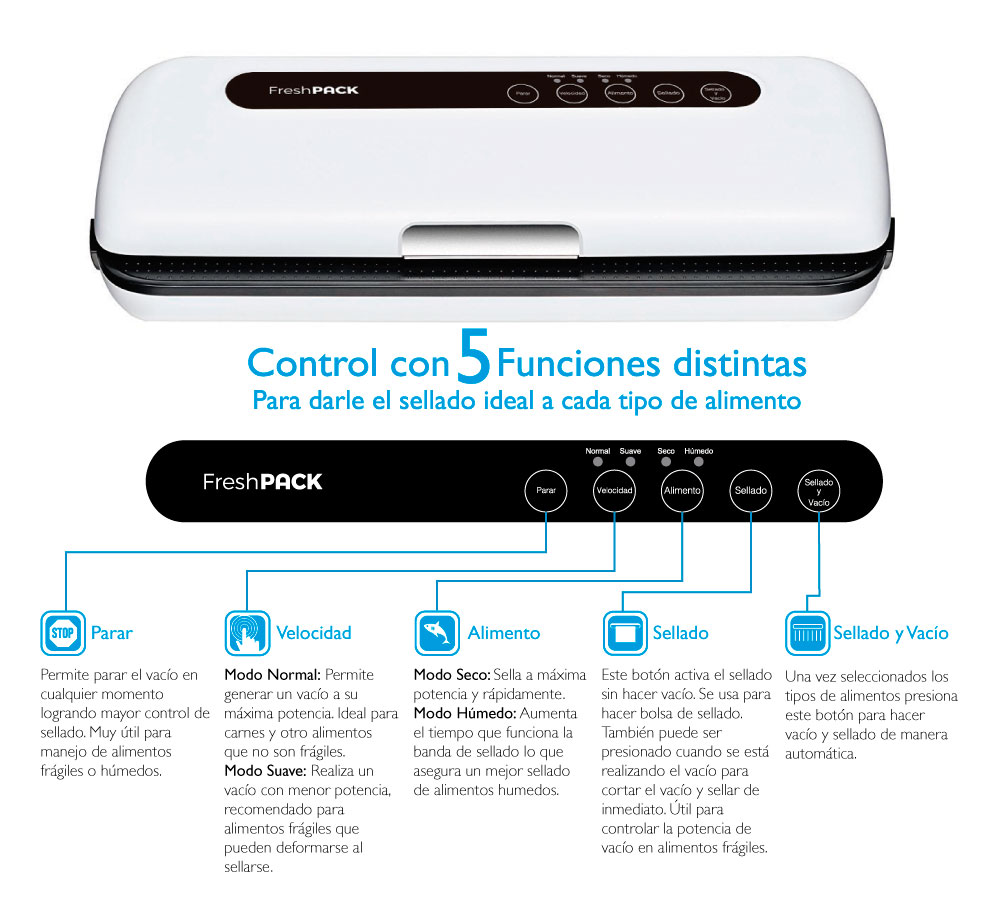 Pack Selladora al vacio FreshPack SV100 + 3 rollos 22cms.