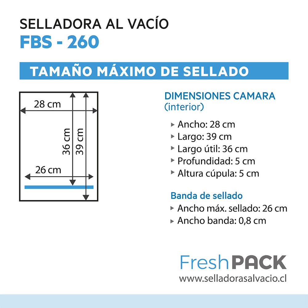 Selladora Profesional de Campana FRESHPACK FBS-260 (Entrega Inmediata)
