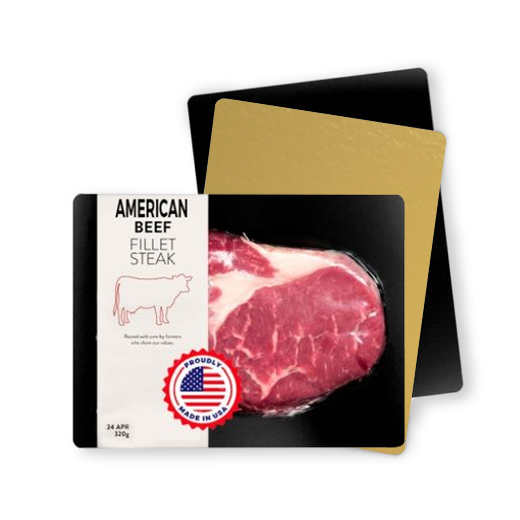 Pack 100 bandejas aluminizadas metal free 26x33 cms. (Oro-Negro)