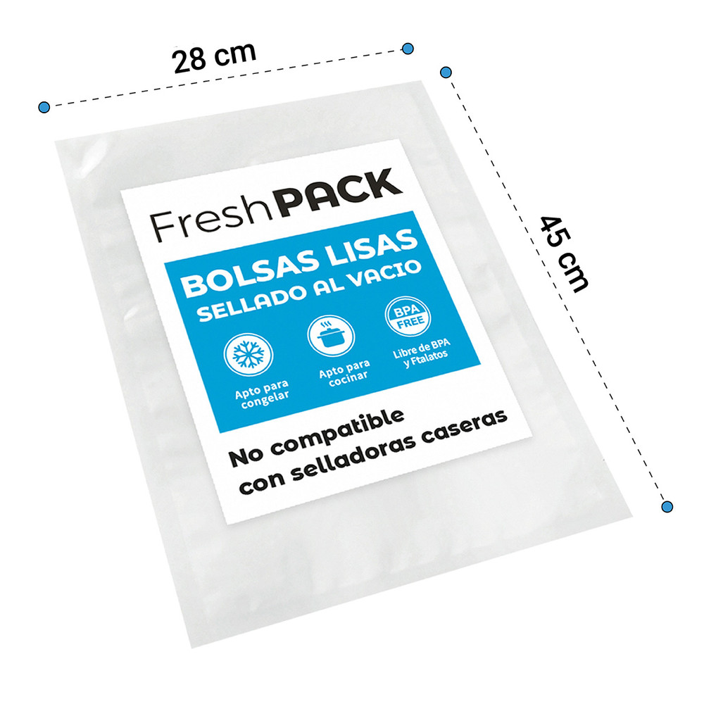 Pack 100 bolsas vacío lisas cook and chill 28x45 - 70 micras