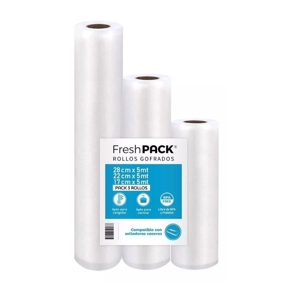 3 Rollos Bolsa Sellado Al Vacio 1 De 17 -22 -28cm X 5mt
