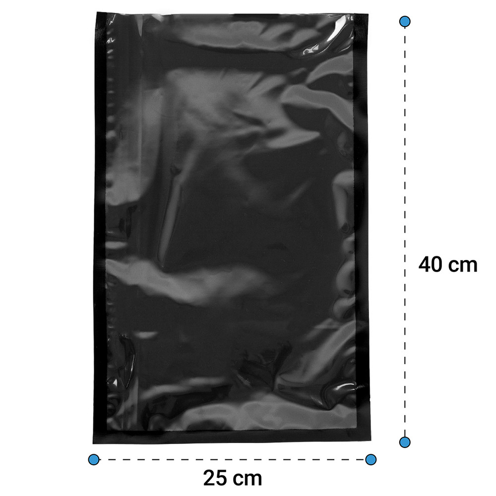 Pack 100 bolsas vacío lisas negras 25x40 - 70 micras