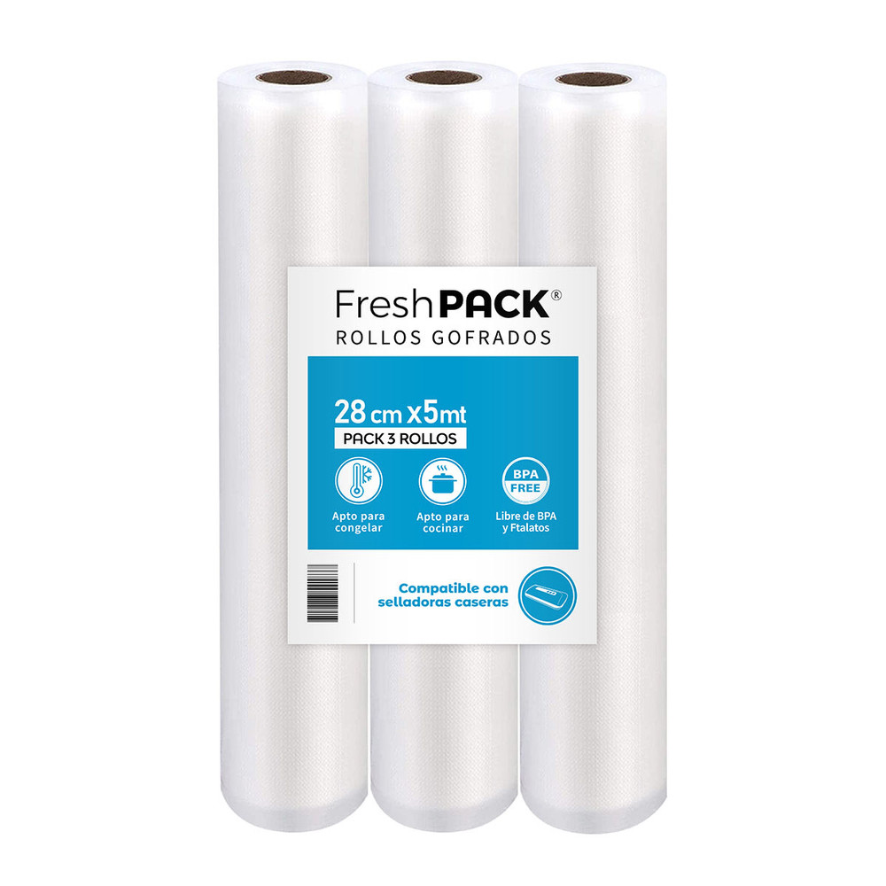 Pack 3 Rollos Bolsa Vacio 28cm X 5mt