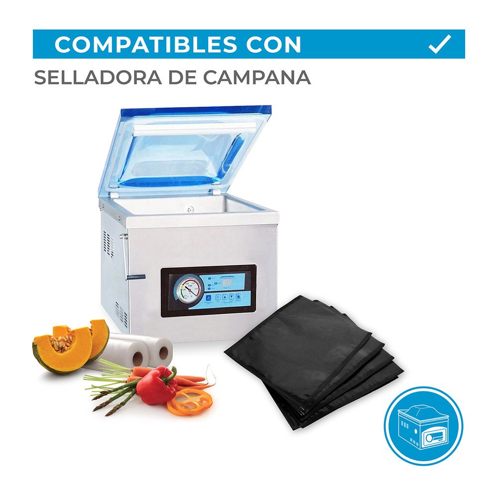 Pack 100 bolsas vacío lisas negras 15x24 - 70 micras