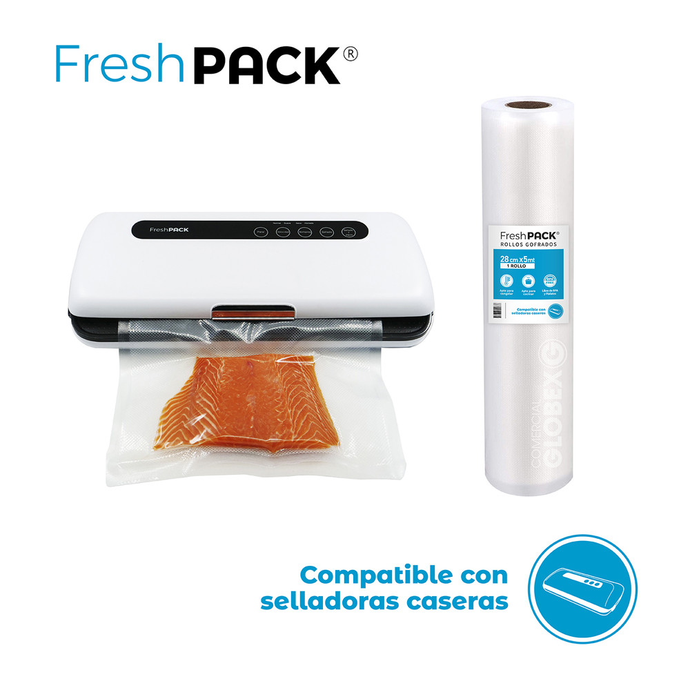 Rollo Gofrado FRESHPACK 28cms X 5mts para envasado al vacío