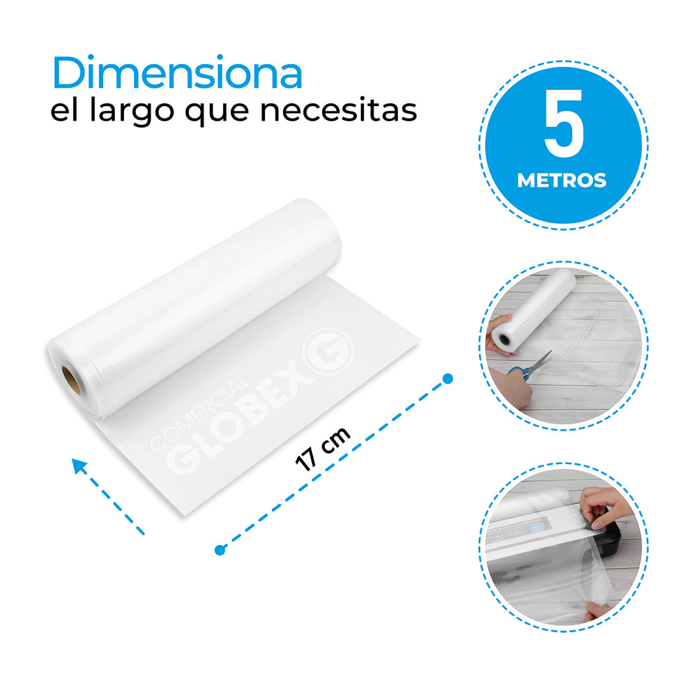 Pack 20 rollos gofrados 17cms X 5mts para envasado al vacío