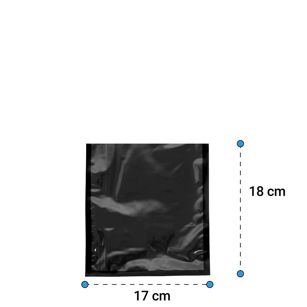 Pack 100 bolsas vacío lisas negras 17x18 - 70 micras