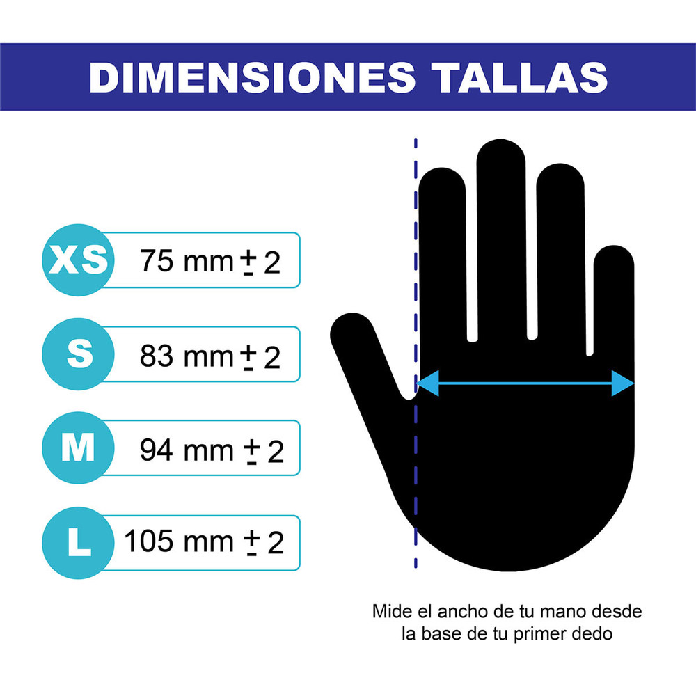 Caja 100 Guantes De Nitrilo Negros (diferentes tallas)