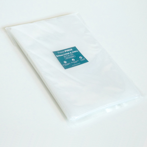 Pack 100 bolsas vacío lisas cook and chill 20x30 - 70 micras