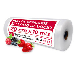 Rollo Gofrado genérico 20cms X 10mts para envasado al vacío