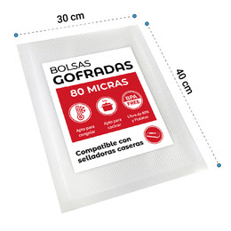 Pack 100 bolsas vacío gofradas genéricas 30x40 cms. - 80 micras