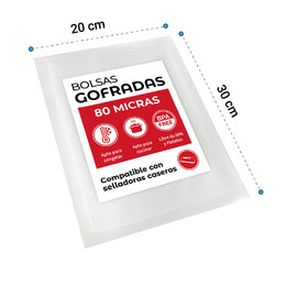 Pack 100 bolsas vacío gofradas genéricas 20x30 cms. - 80 micras